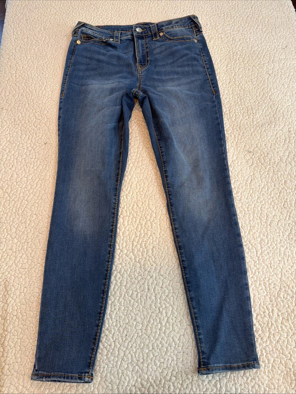 True Religion Jeans Womens 32 Blue Jennie Curvy High Rise Super Skinny Stretch
